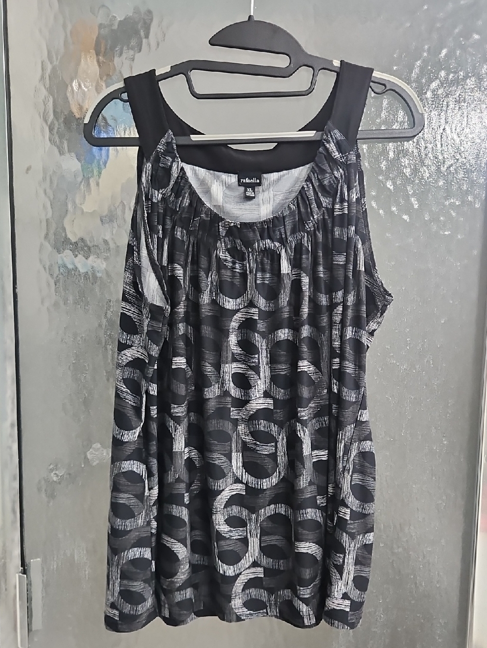 Rafaella Black & Gray Circular Print Sleeveless Tank - Picture 1 of 4
